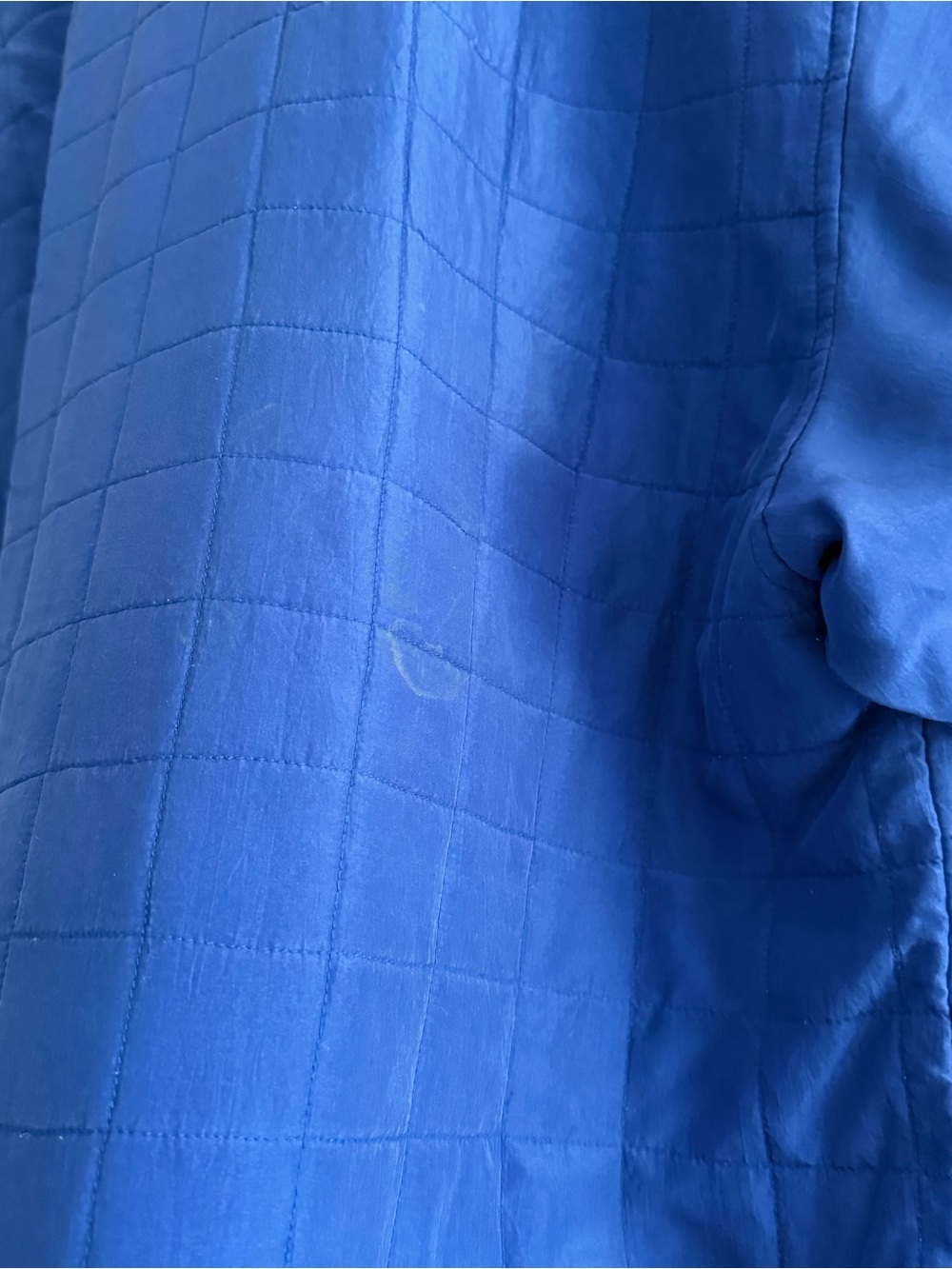 Vintage Silk Blue Quilted Zip-Up Jacket Oversized Small - Picture 6 of 6